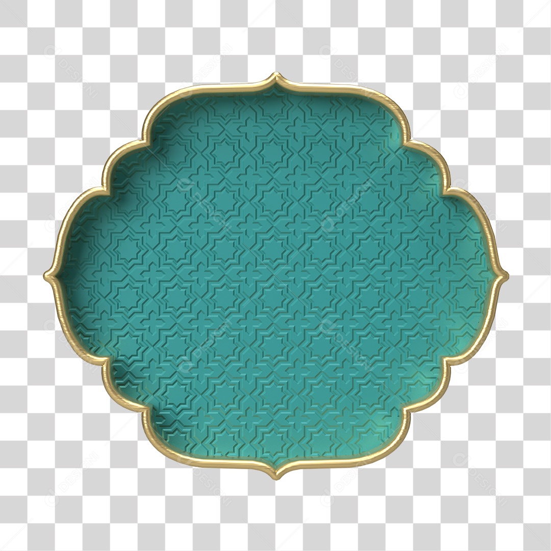 Moldura Azul Petróleo Ornamentada para Composição PNG Transparente