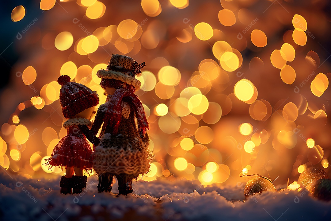 A imagem mostra duas figuras que se assemelham a bonecos ou brinquedos de pelúcia