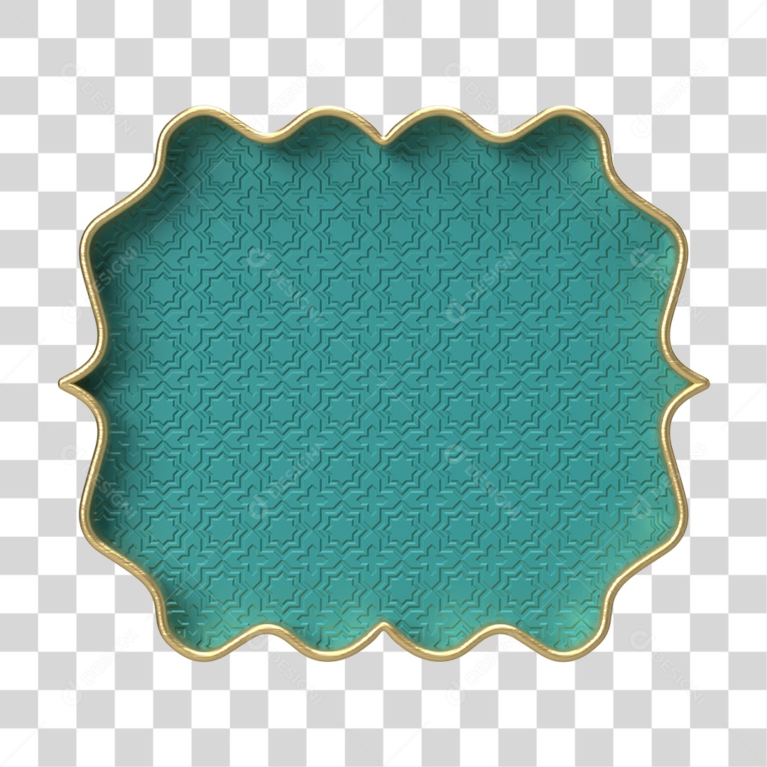 Moldura Azul Petróleo Ornamentada para Composição PNG Transparente