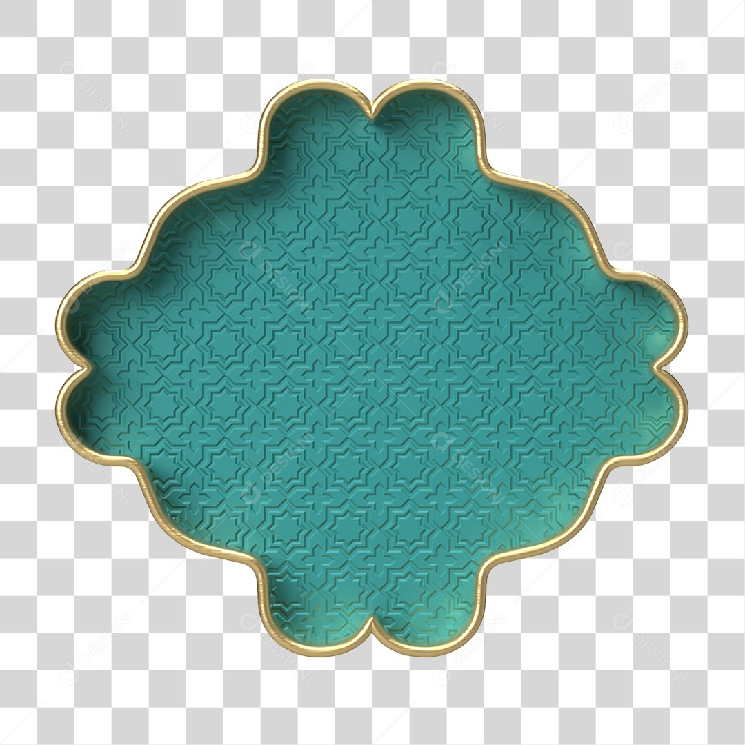 Moldura Azul Petróleo Ornamentada para Composição PNG Transparente