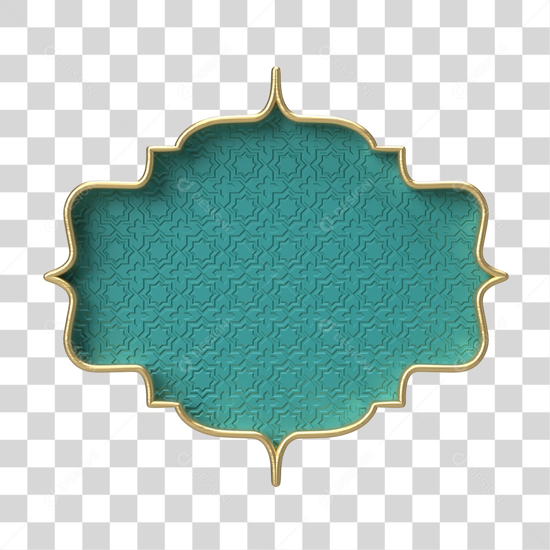 Moldura Azul Petróleo Ornamentada para Composição PNG Transparente