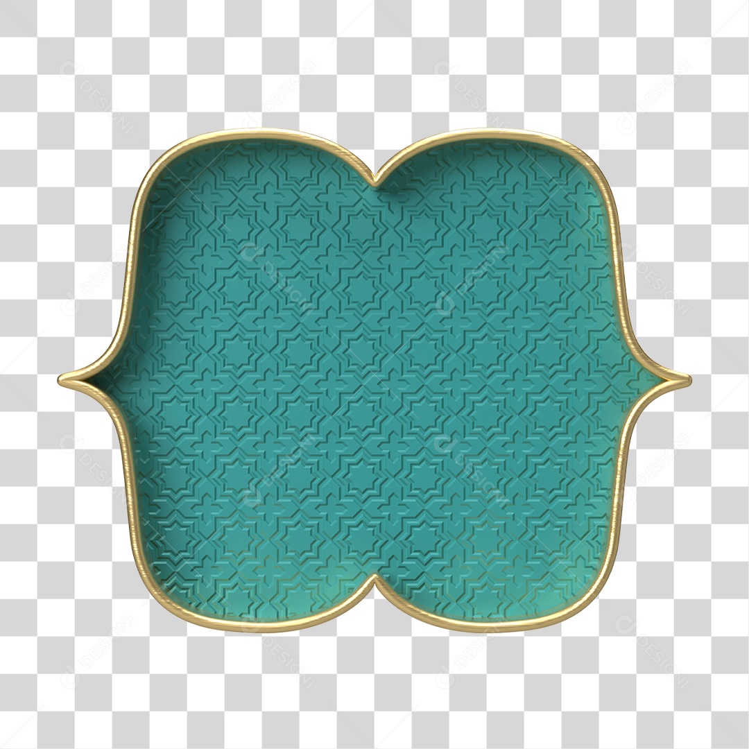 Moldura Azul Petróleo Ornamentada para Composição PNG Transparente