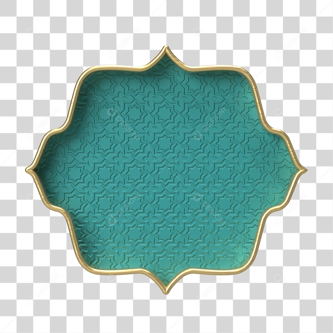 Moldura Azul Petróleo Ornamentada para Composição PNG Transparente