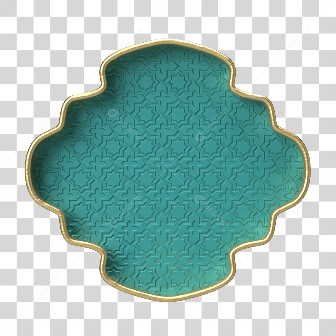 Moldura Azul Petróleo Ornamentada para Composição PNG Transparente