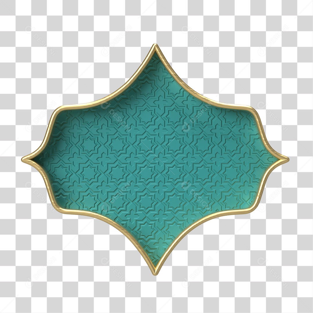 Moldura Azul Petróleo Ornamentada para Composição PNG Transparente