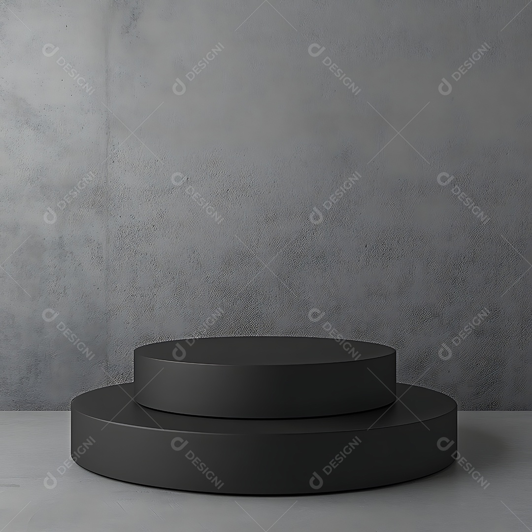 Pódio preto vazio em fundo escuro Renderização 3D