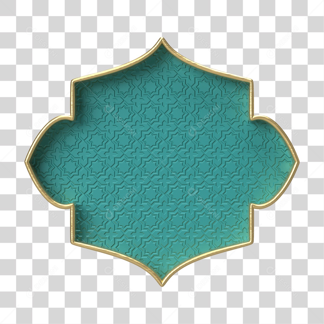 Moldura Azul Petróleo Ornamentada para Composição PNG Transparente