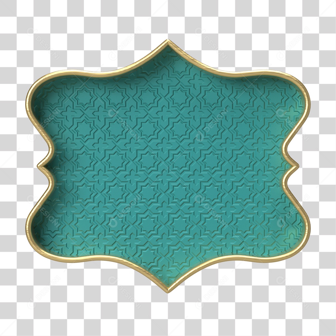 Moldura Azul Petróleo Ornamentada para Composição PNG Transparente