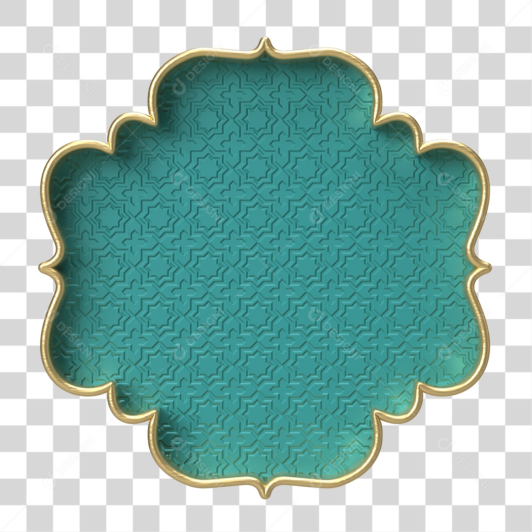 Moldura Azul Petróleo Ornamentada para Composição PNG Transparente