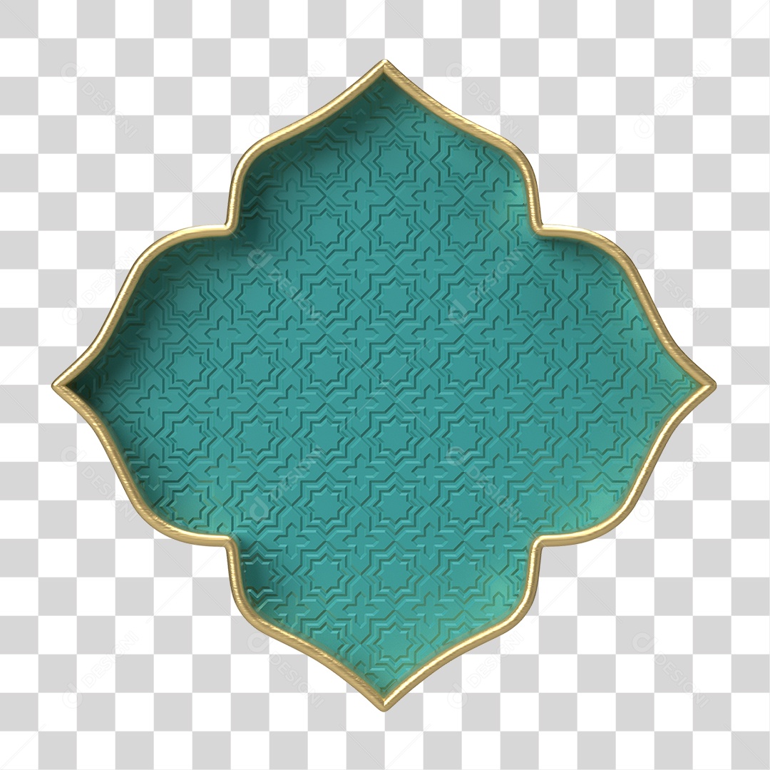 Moldura Azul Petróleo Ornamentada para Composição PNG Transparente