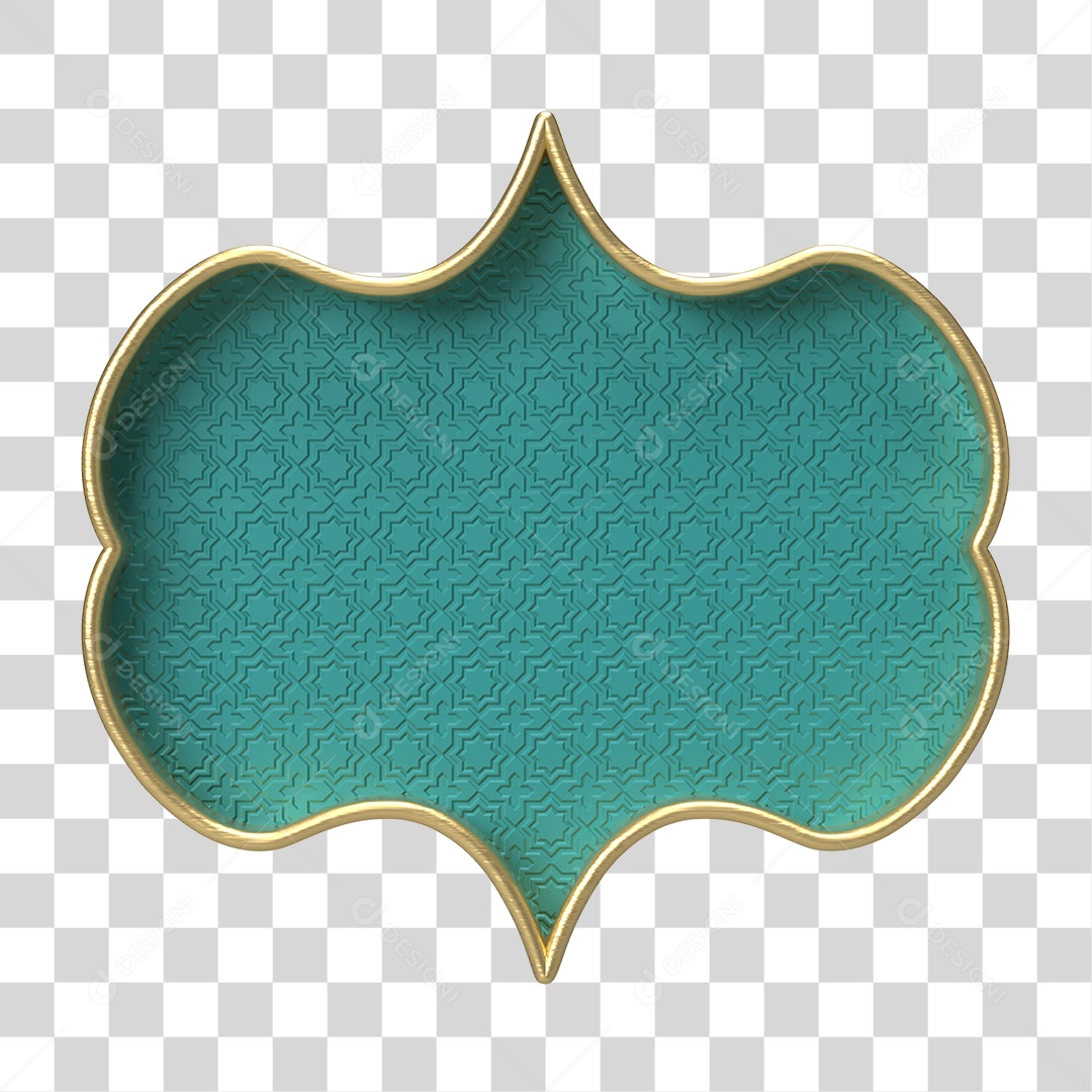 Moldura Azul Petróleo Ornamentada para Composição PNG Transparente