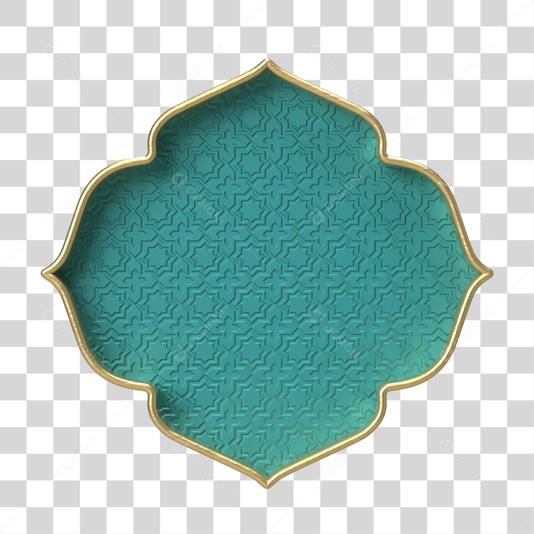 Moldura Azul Petróleo Ornamentada para Composição PNG Transparente