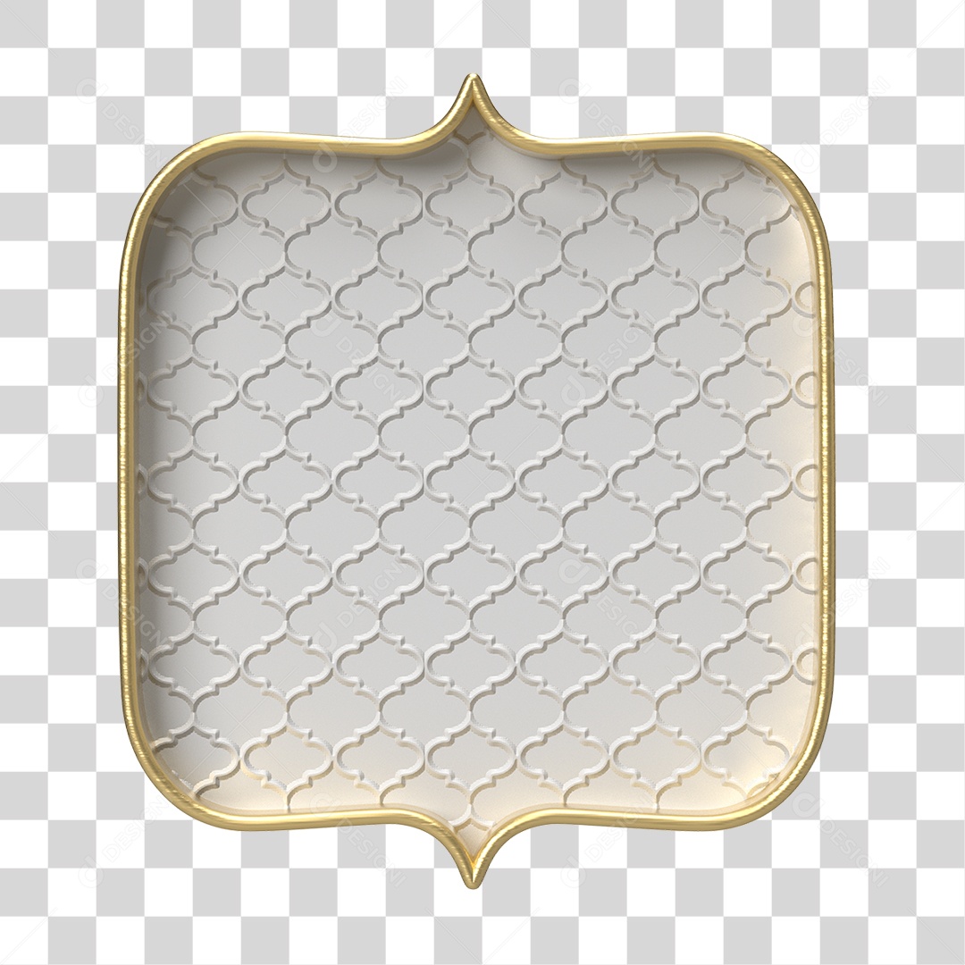 Elemento 3D Moldura Ornamentada para Composição PNG Transparente