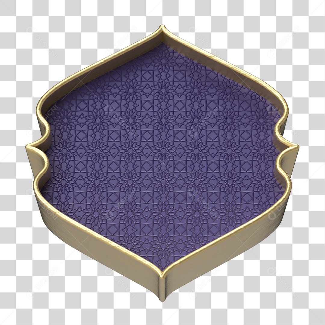 Elemento 3D Moldura Ornamentada para Composição PNG Transparente