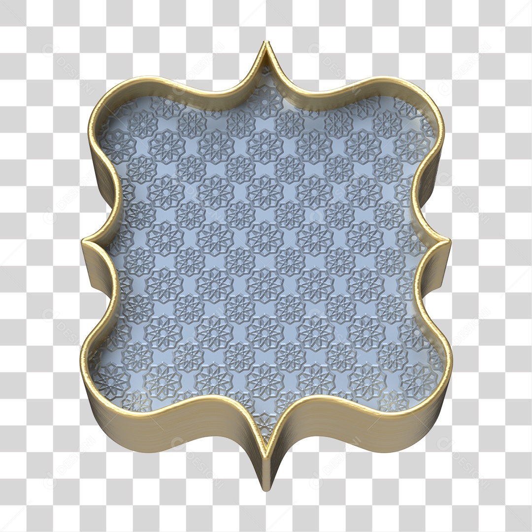 Elemento 3D Moldura Ornamentada para Composição PNG Transparente