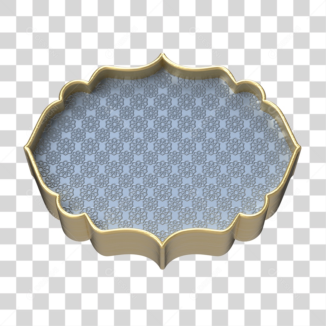Elemento 3D Moldura Ornamentada para Composição PNG Transparente