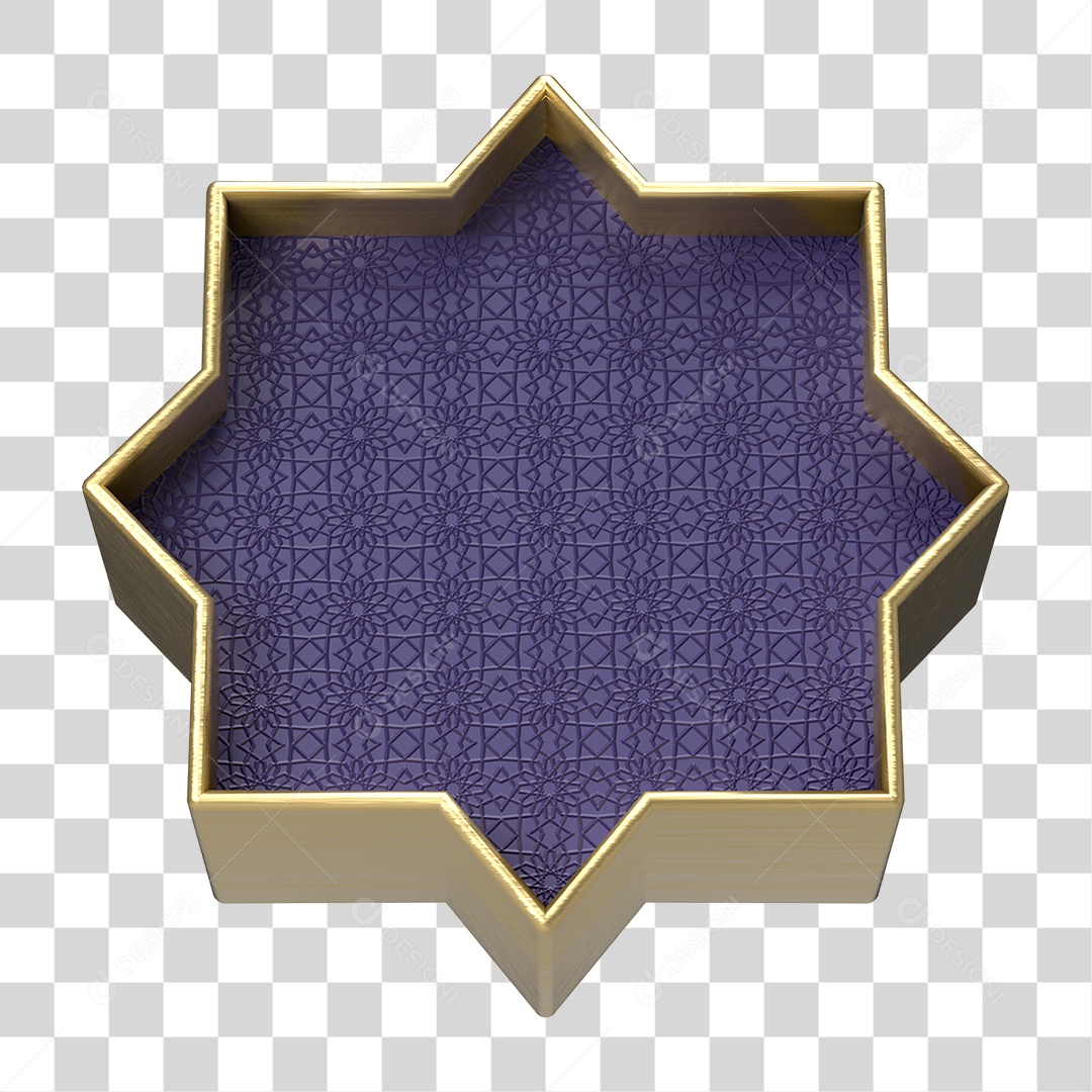 Elemento 3D Moldura Ornamentada para Composição PNG Transparente