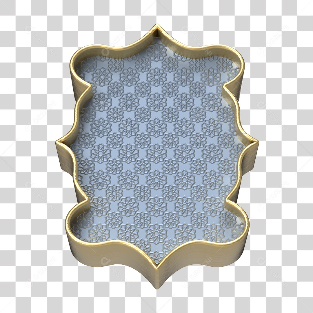 Elemento 3D Moldura Ornamentada para Composição PNG Transparente