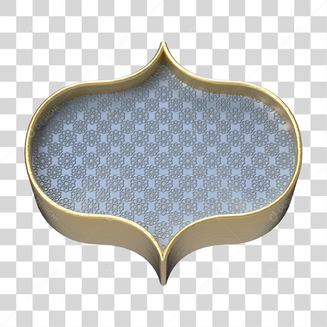 Elemento 3D Moldura Ornamentada para Composição PNG Transparente