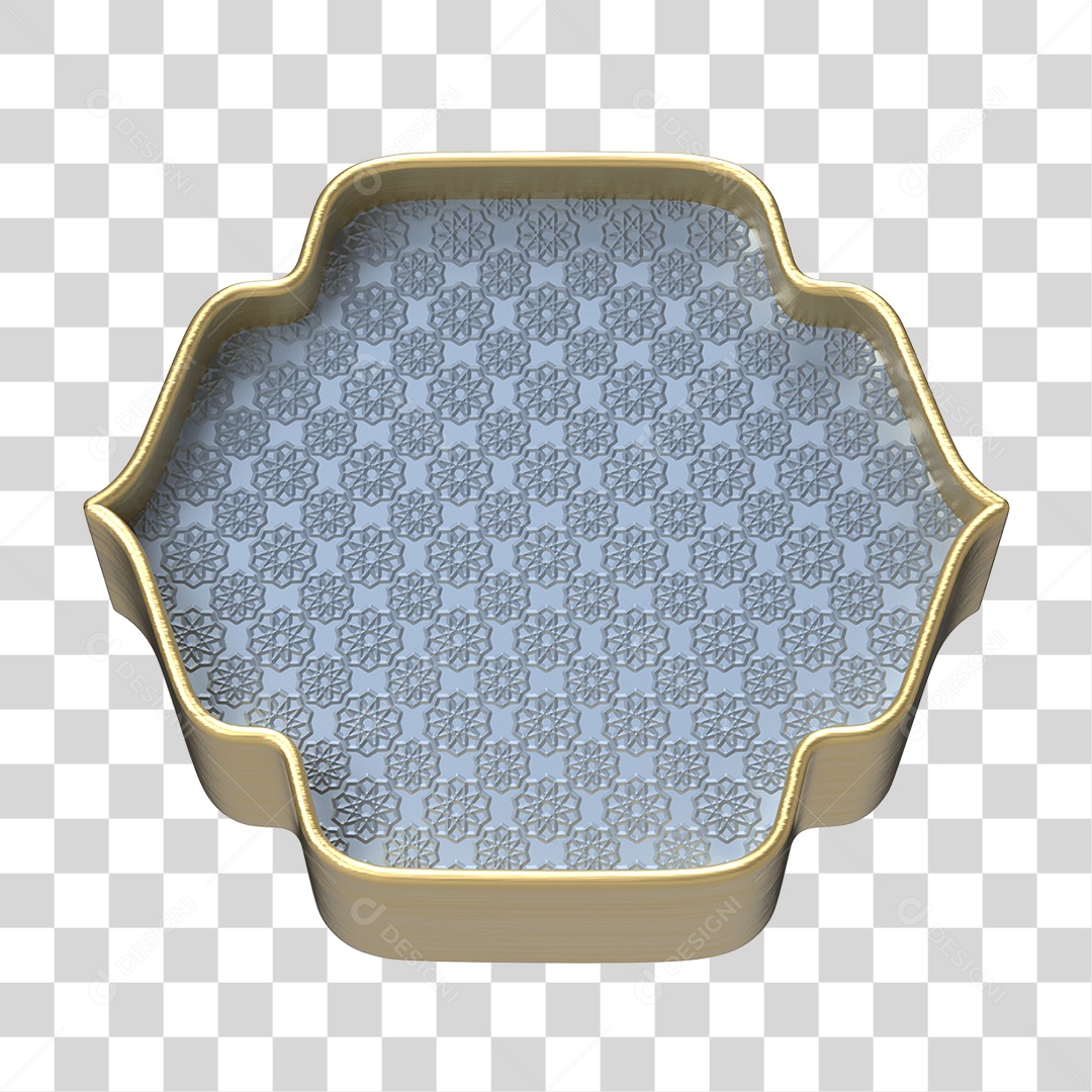 Elemento 3D Moldura Ornamentada para Composição PNG Transparente