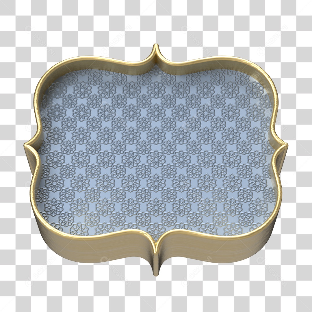 Elemento 3D Moldura Ornamentada para Composição PNG Transparente