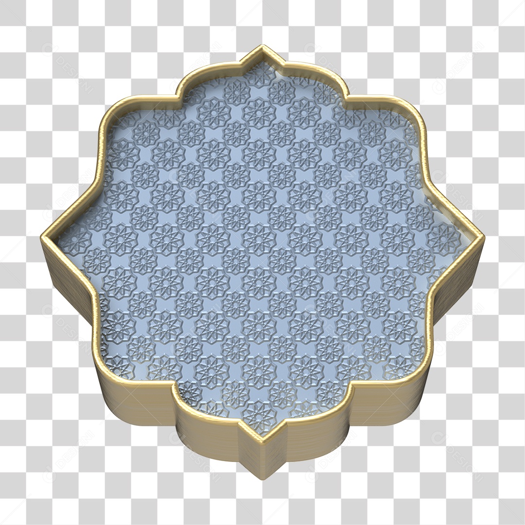 Elemento 3D Moldura Ornamentada para Composição PNG Transparente