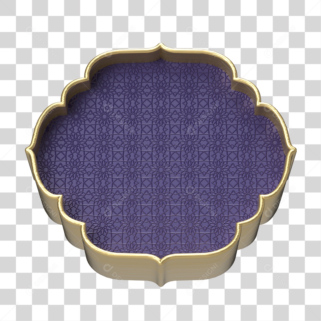 Elemento 3D Moldura Ornamentada para Composição PNG Transparente