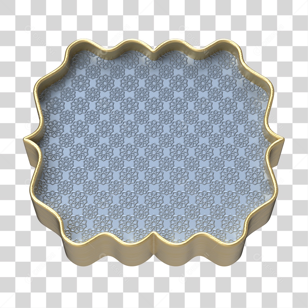 Elemento 3D Moldura Ornamentada para Composição PNG Transparente