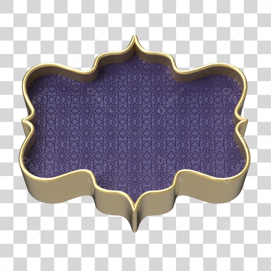 Elemento 3D Moldura Ornamentada para Composição PNG Transparente