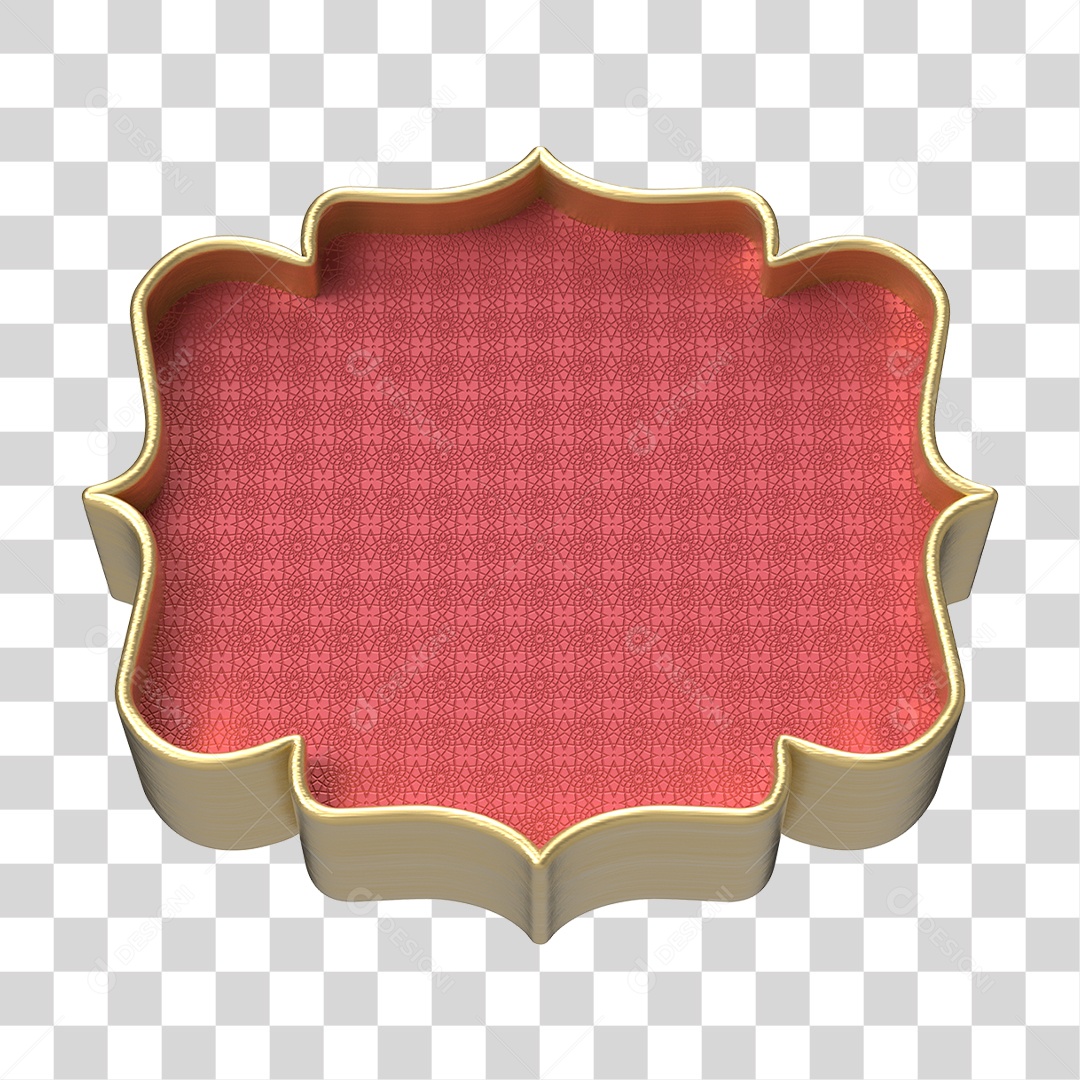Elemento 3D Moldura Ornamentada para Composição PNG Transparente