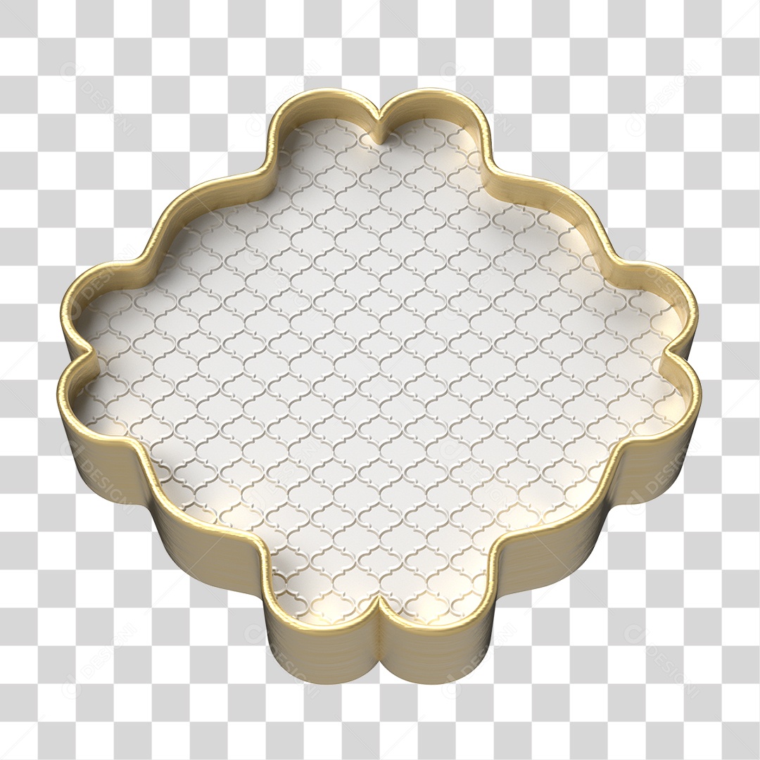 Elemento 3D Moldura Ornamentada para Composição PNG Transparente