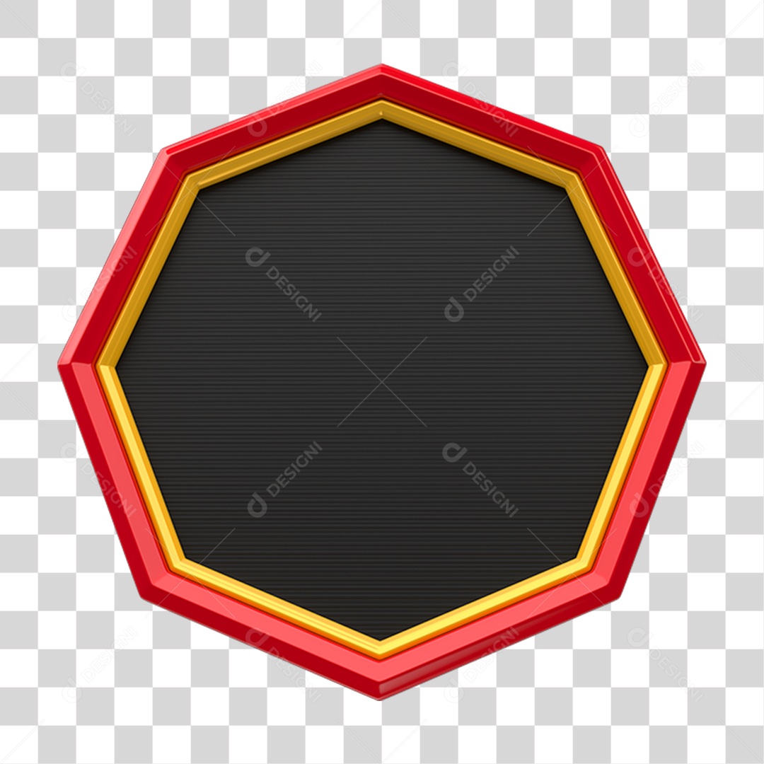 Elemento 3D Placa em Octógono PNG Transparente
