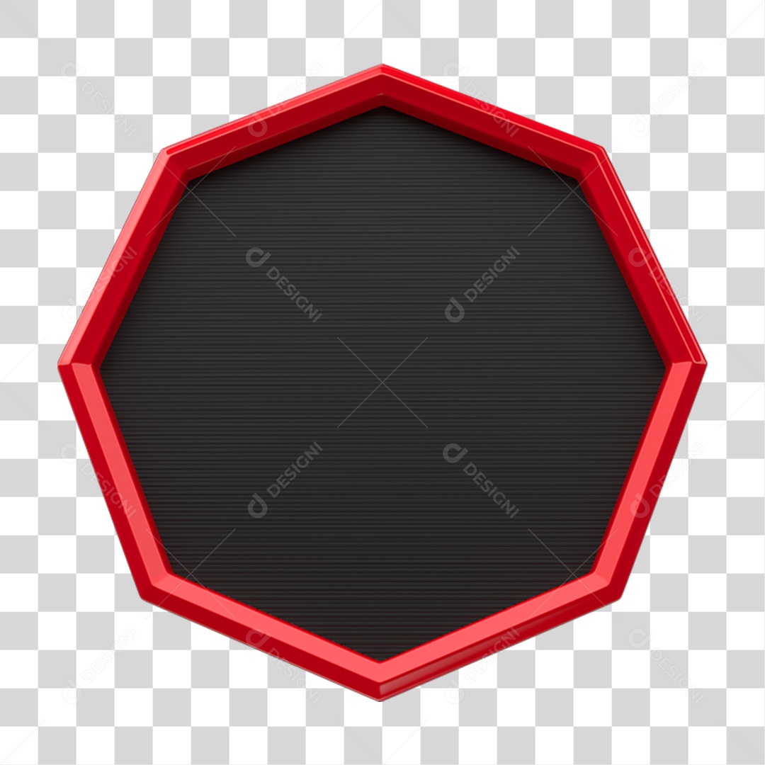 Elemento 3D Placa em Octógono PNG Transparente