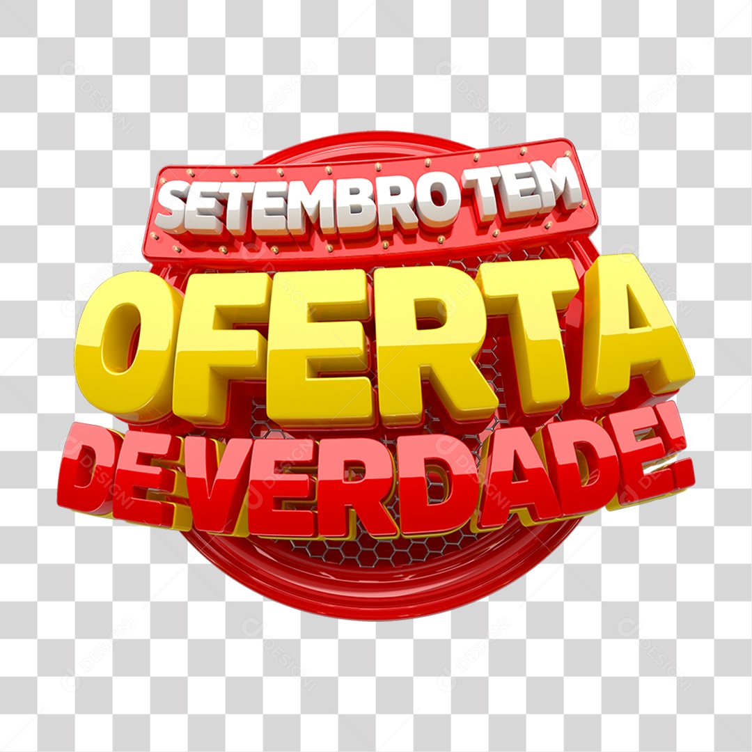 Selo 3D Setembro tem Oferta de Verdade PNG Transparente