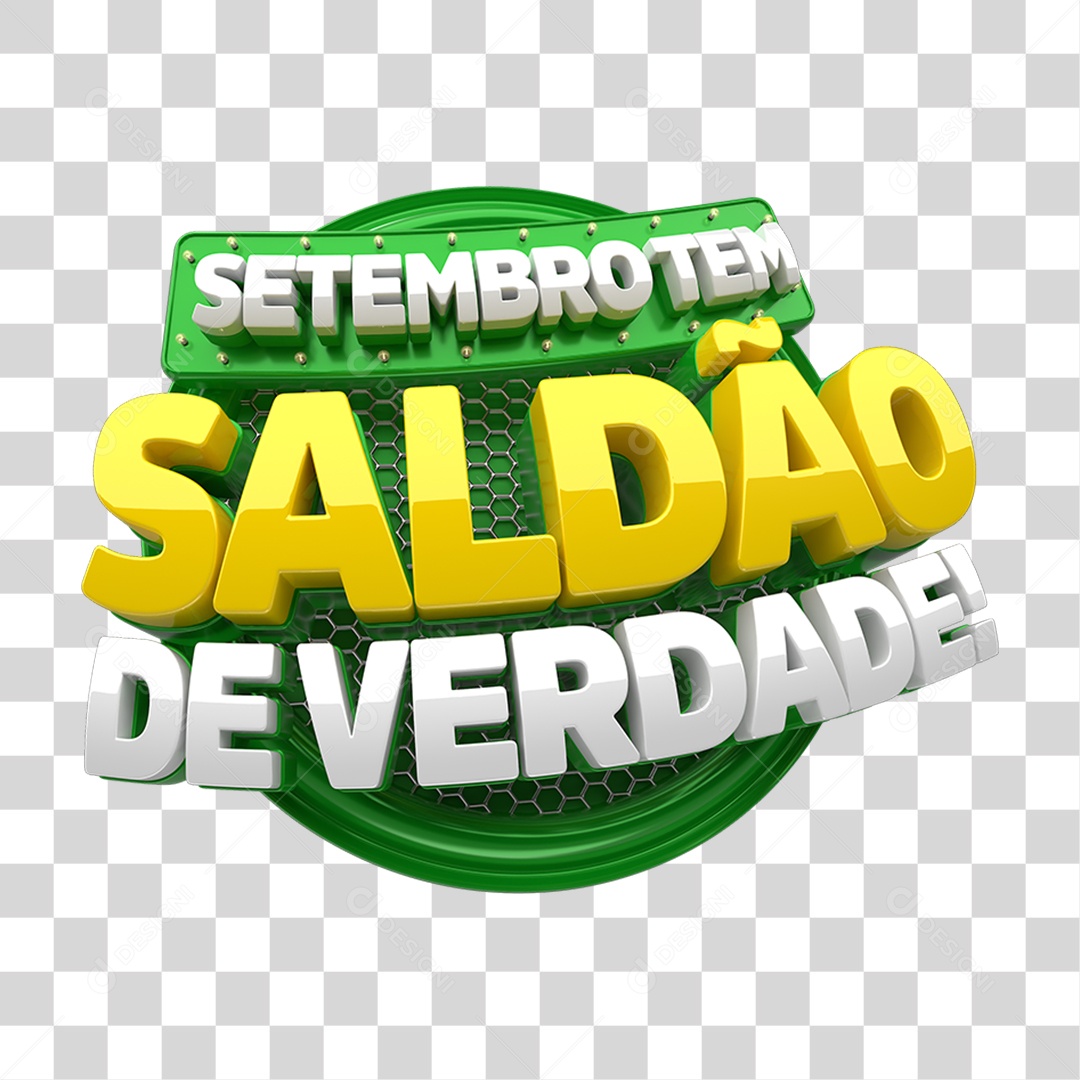 Selo 3D Setembro tem Saldão de Verdade PNG Transparente