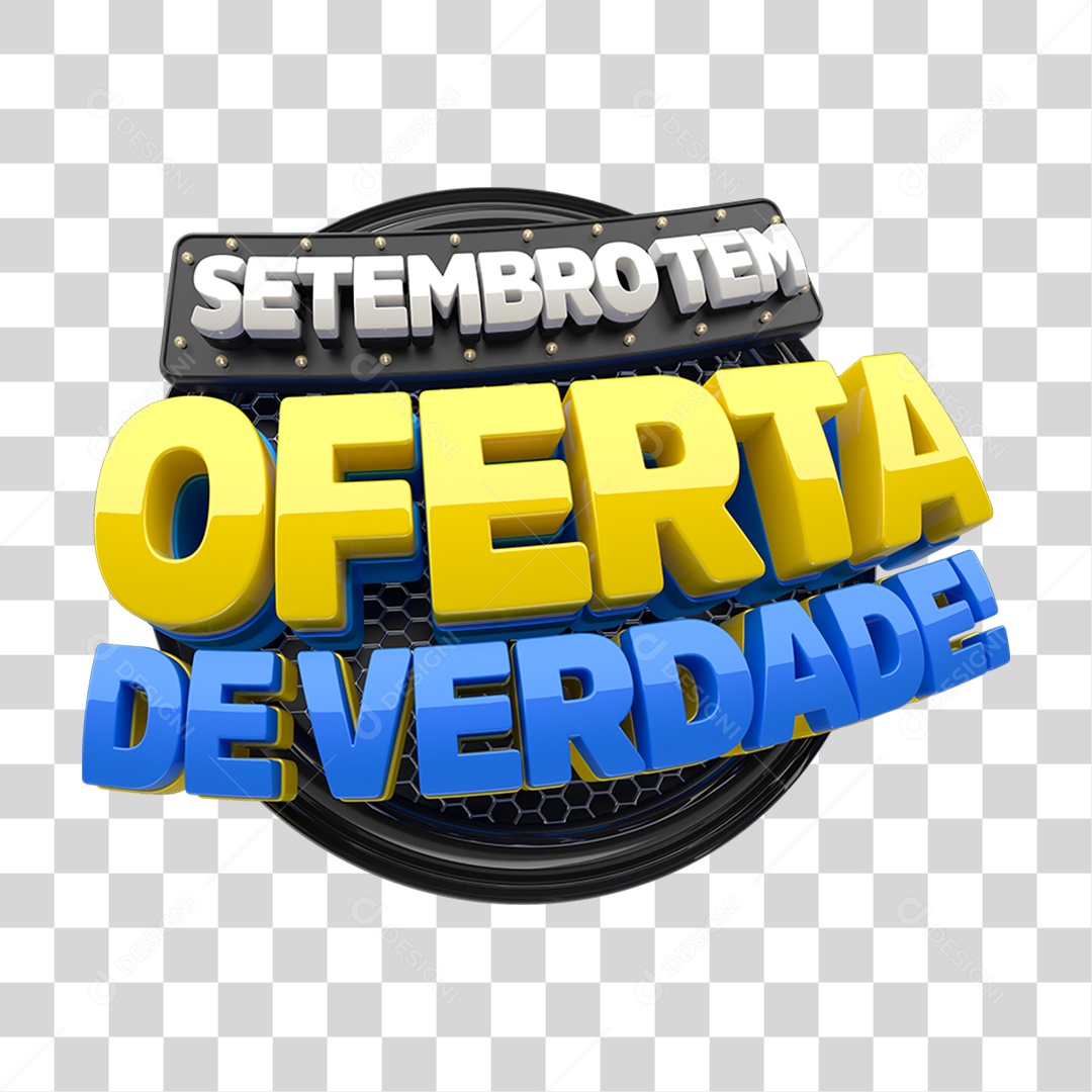 Selo 3D Setembro tem Oferta de Verdade PNG Transparente