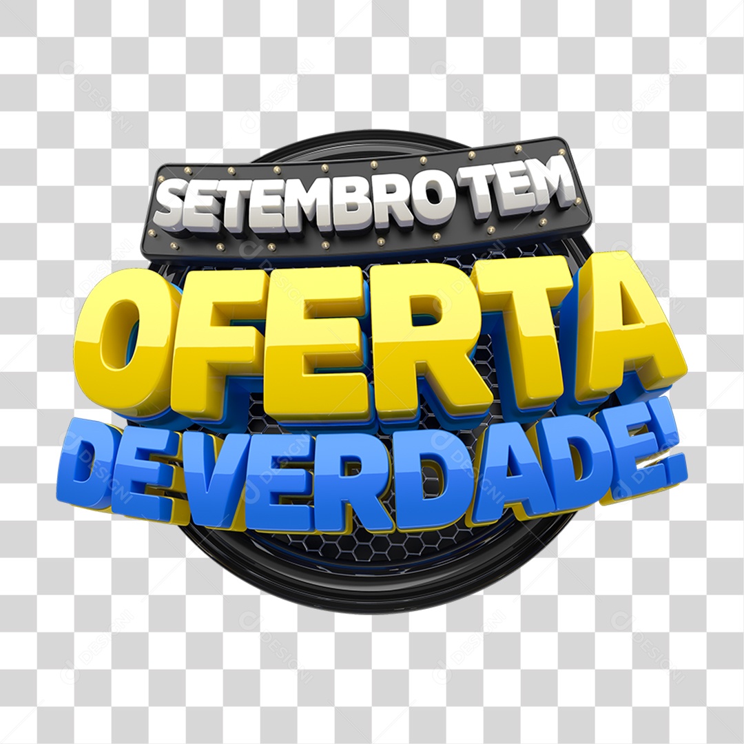 Selo 3D Setembro tem Oferta de Verdade PNG Transparente