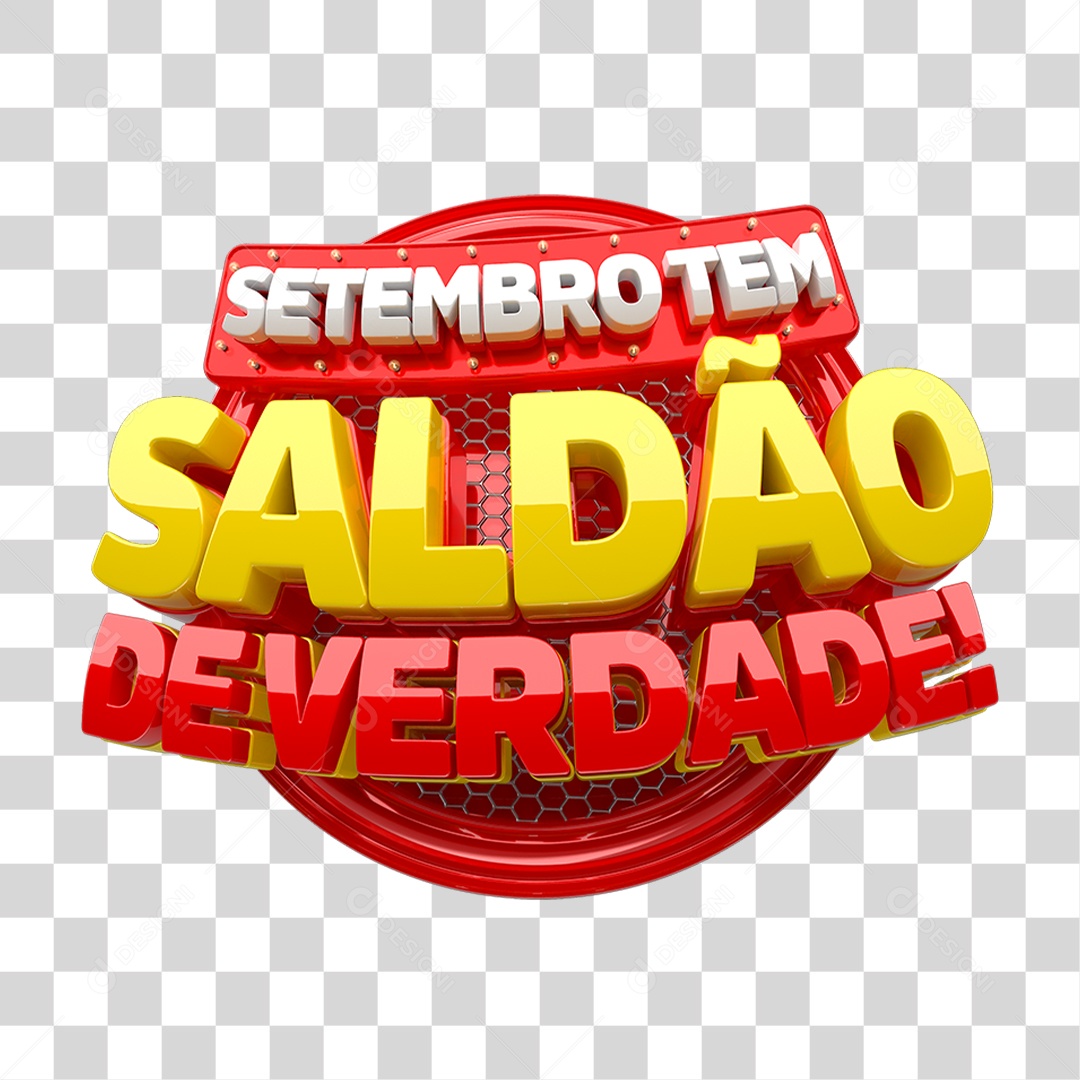 Selo 3D Setembro tem Saldão de Verdade PNG Transparente
