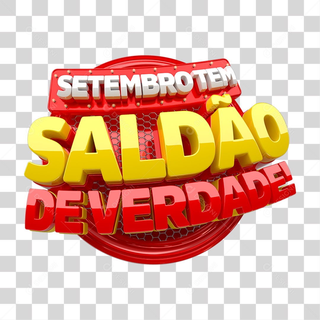 Selo 3D Setembro tem Saldão de Verdade PNG Transparente