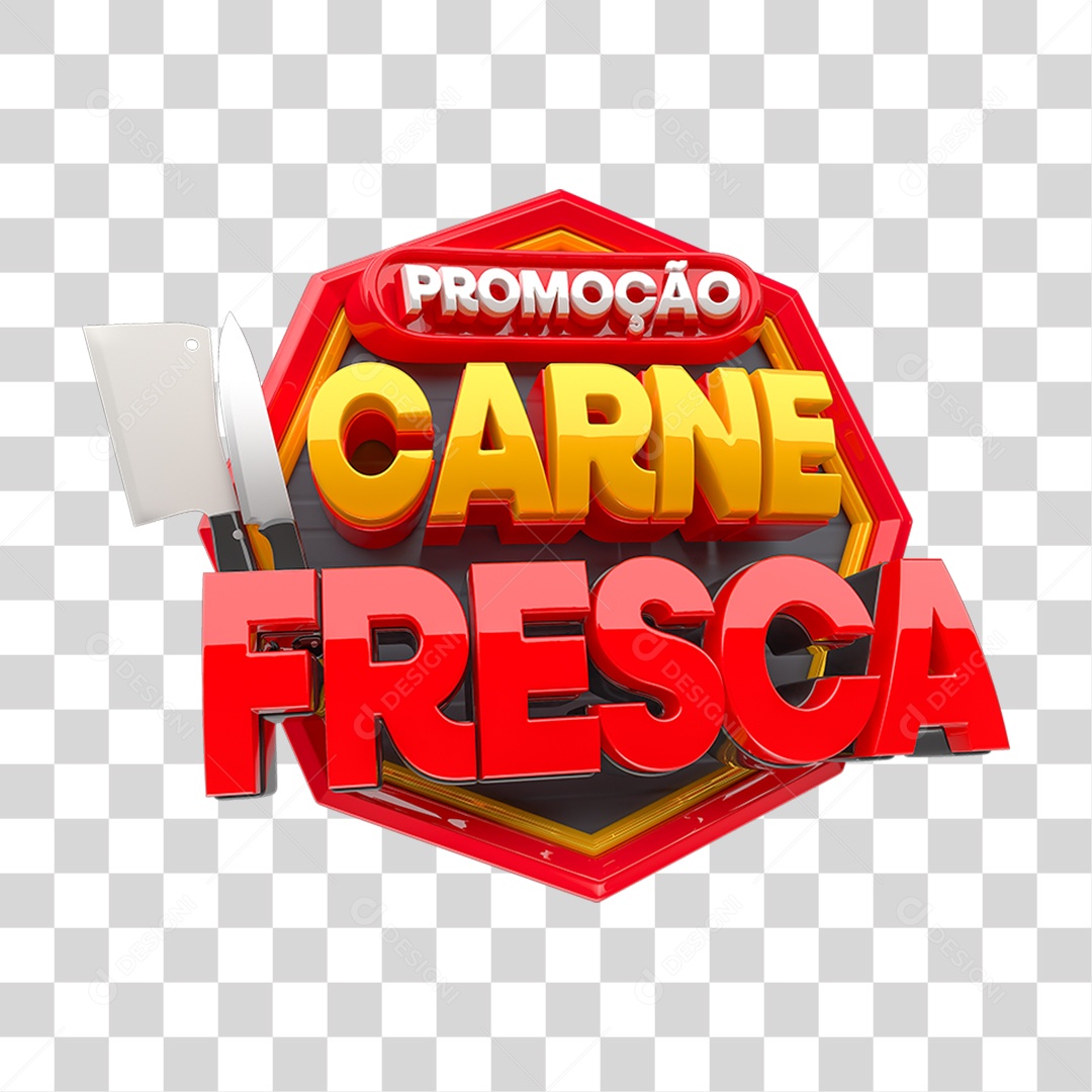 Selo 3D Promoção Carne Fresca PNG Transparente