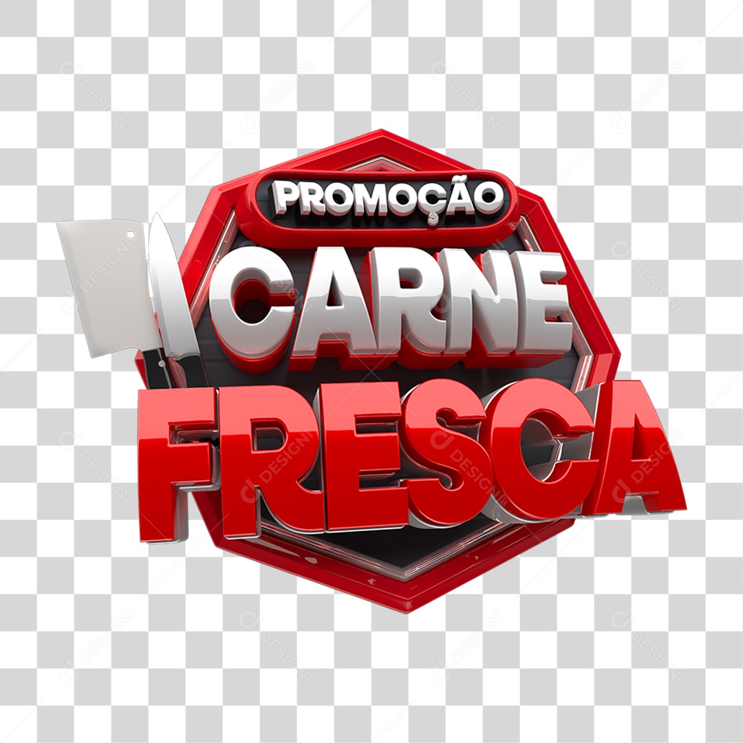 Selo 3D Promoção Carne Fresca PNG Transparente