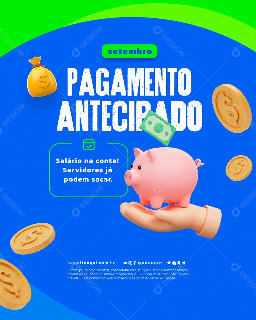 Salário Antecipado Setembro Social Media PSD Editável