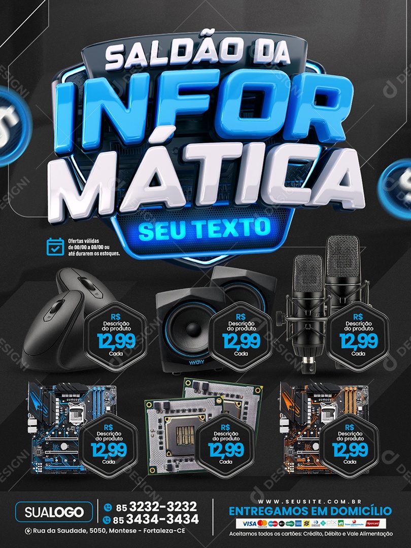 Tabloide Loja de Games Saldão da Informática Produtos Social Media PSD Editável