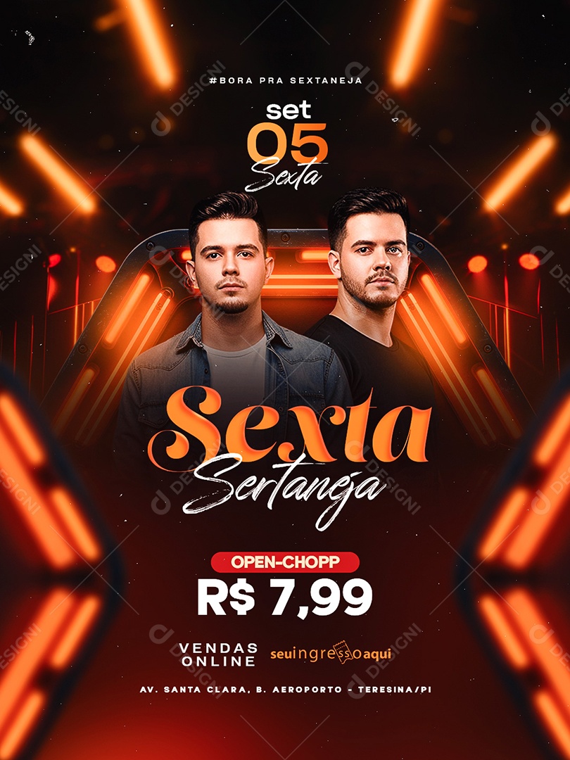 Flyer Sexta Sertaneja Social Media PSD Editável