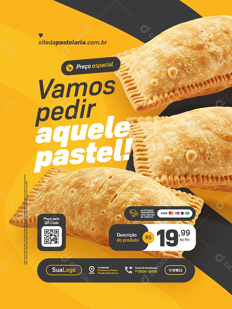 Pastelaria Vamos Pedir Aquele Pastel Social Media PSD Editável