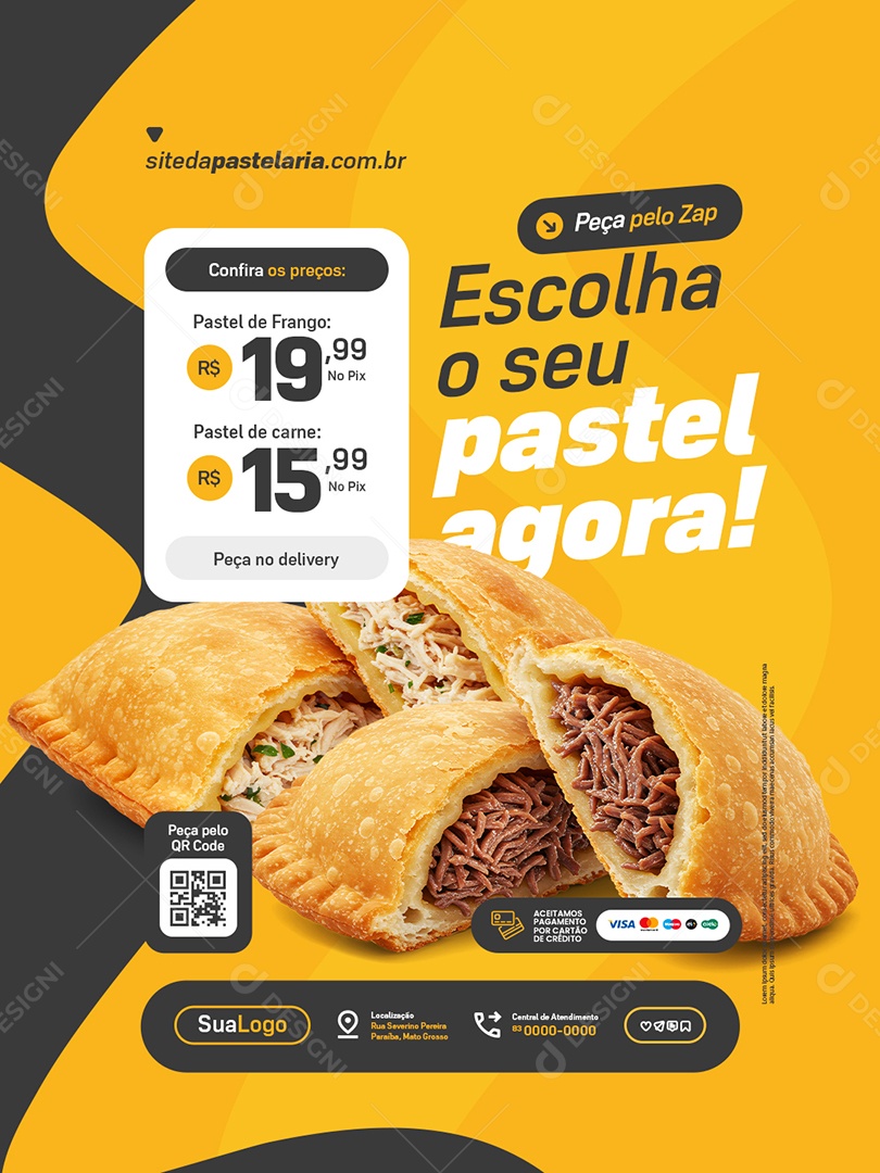 Pastelaria Escolha o Seu Pastel Agora Social Media PSD Editável