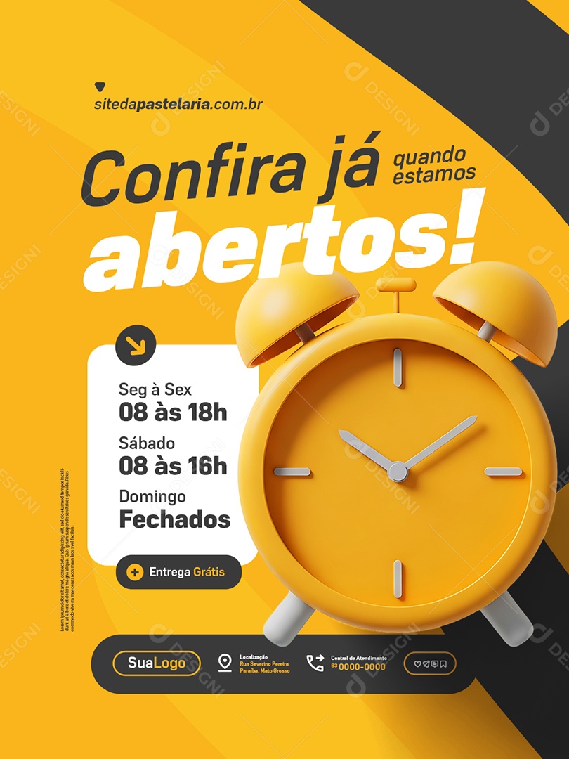 Pastelaria Confira Já Quando Estamos Abertos Social Media PSD Editável