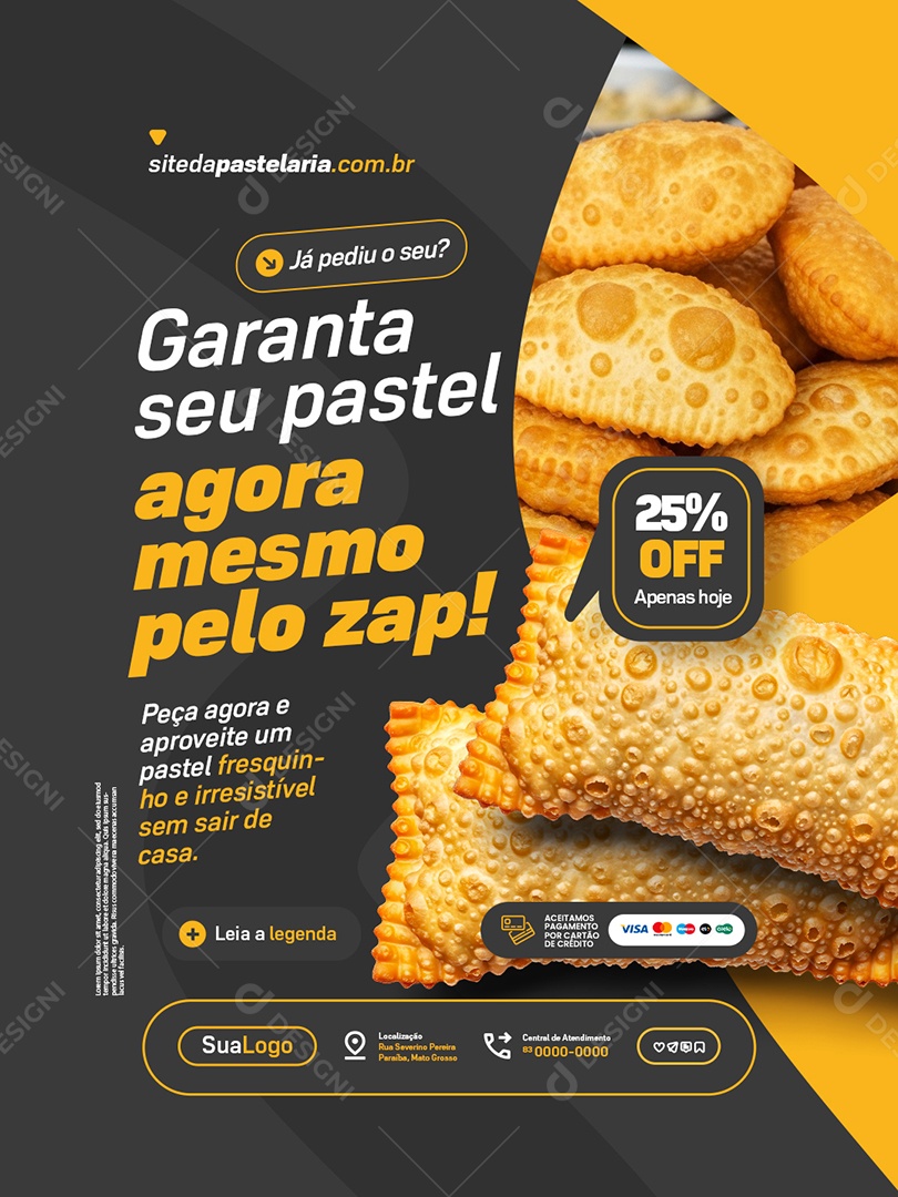 Pastelaria Garanta seu Pastel Social Media PSD Editável
