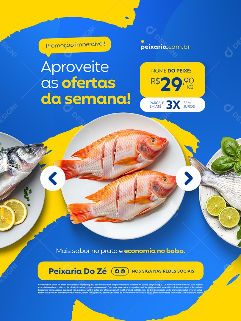 Peixaria Aproveite as Ofertas da Semana Social Media PSD Editável