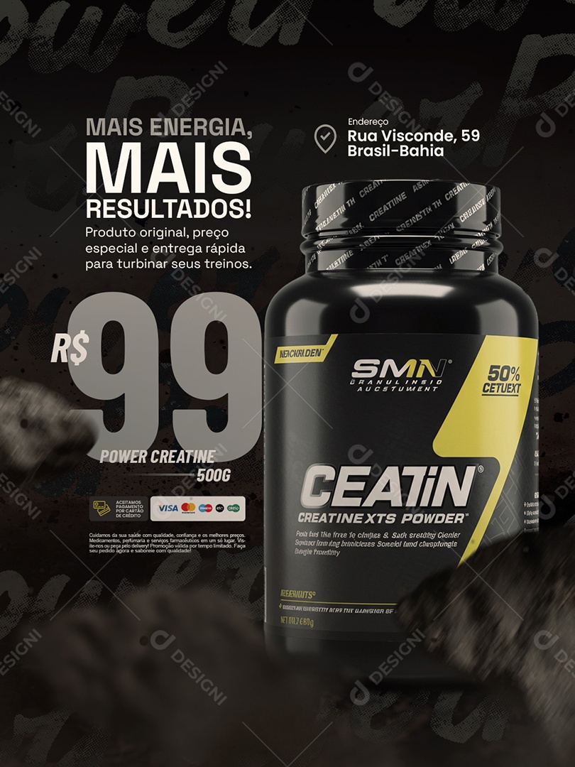 Suplementos Mais Energia Mais Resultados Social Media PSD Editável